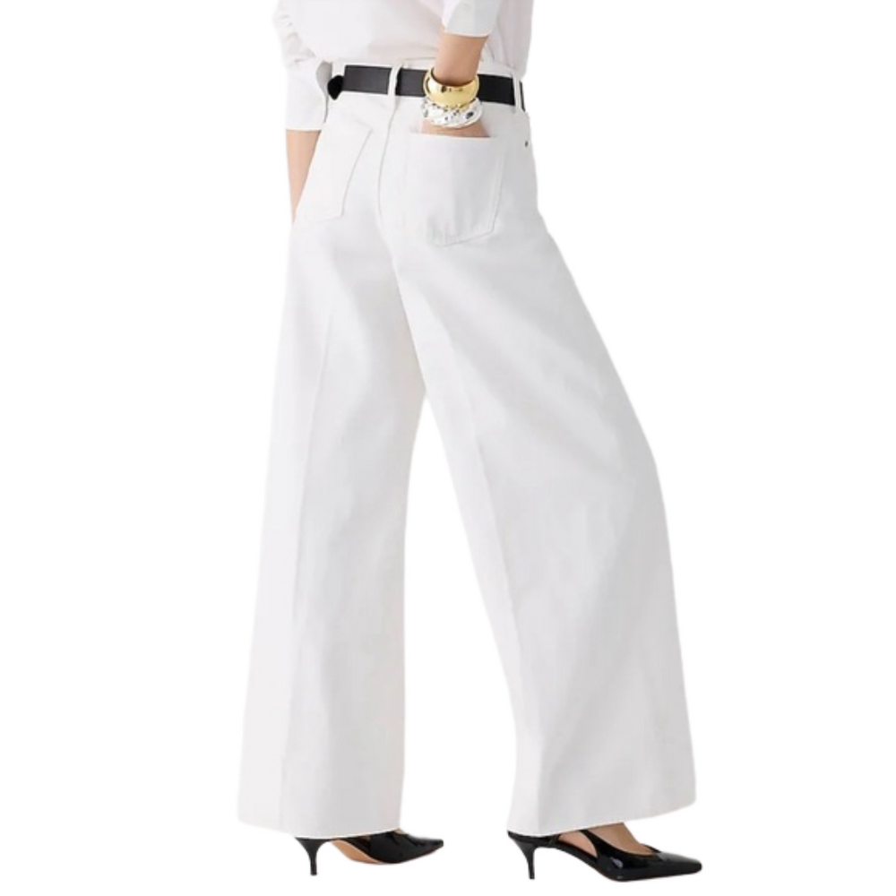 J.Crew Tall White High Rise Super Wide Leg Jeans - T29 - Picture 3 of 7